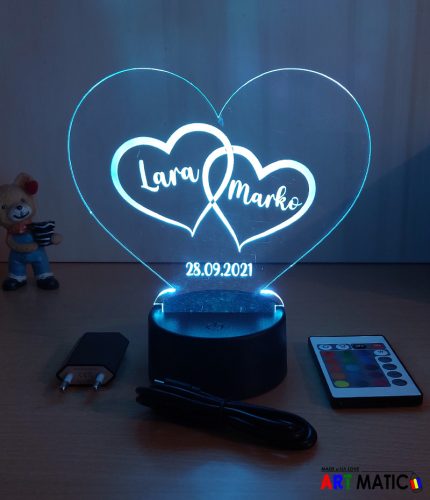 LED Lampa - Dva isprepletena srca