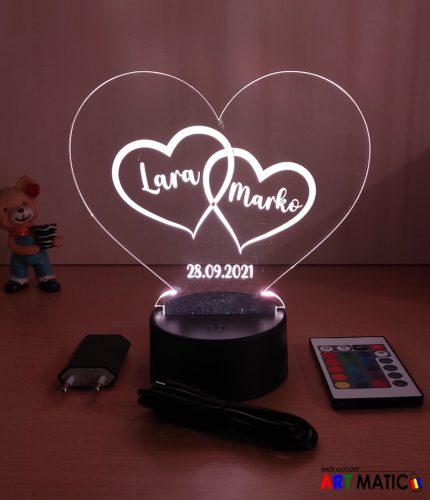 LED Lampa - Dva isprepletena srca