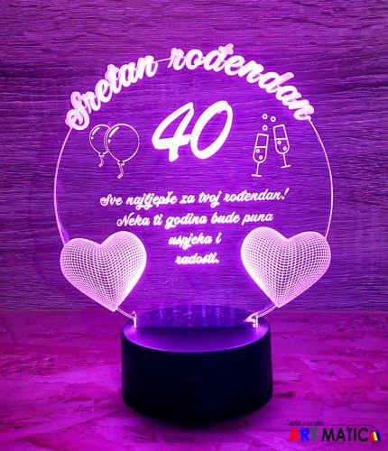 Personalizirana LED Lampa – Sretan Rođendan