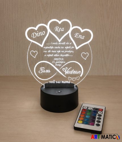 Poklon za godišnjicu braka – Personalizirana LED lampa