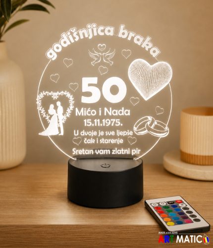 LED lampa za godišnjicu braka – personalizirani poklon